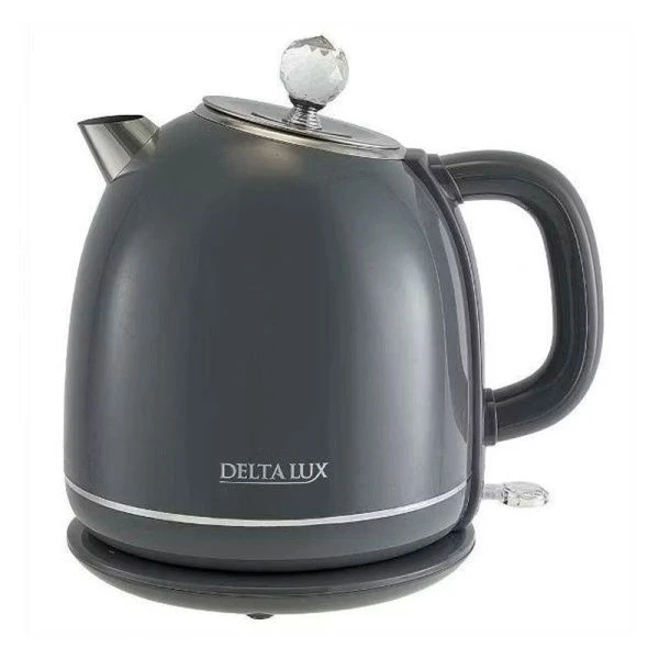 Чайник электрический 1,7л нерж.сталь 2200Вт DELTA LUX DE-1018 двойной корпус, серый (12)