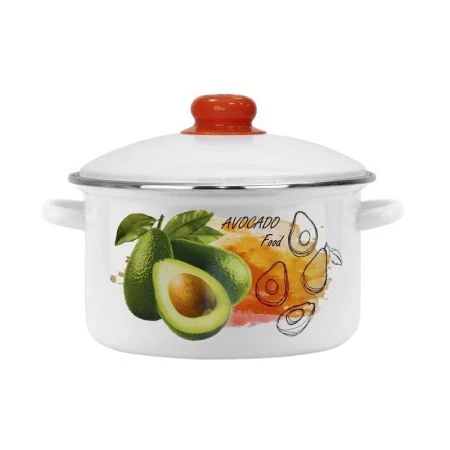 Кастрюля 3л эмаль АВОКАДО белая рис. 01-Б1612/4 (4)