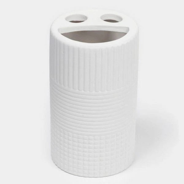 Набор для ванной комнаты ПОЛОСЫ 4 пр (мыльница, дозатор для мыла,  2 стакана )