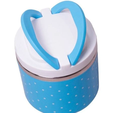 Ланч-бокс 680мл 11,5*12см нерж.сталь/пластик (голубой, салатовый, розовый) (24/48)