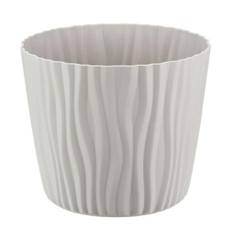 Кашпо 2л d160мм пластик ВОЛНА кремовый с вкладышем (12)