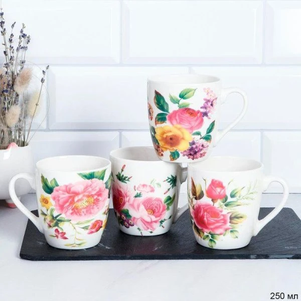 Кружка 250мл керамика ЦВЕТЫ S749 (96)