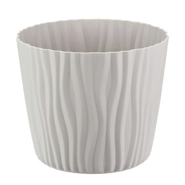 Кашпо 8л d250мм пластик ВОЛНА кремовый с вкладышем (8)