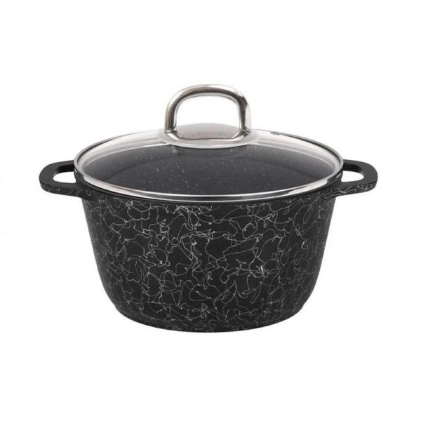 Кастрюля 3,5л алюминий АП ГРАЦИЯ с стекл.крышкой черный/серебро (3)