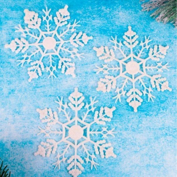 Набор белых новогодних снежинок 16 см 3 шт НУ-4992