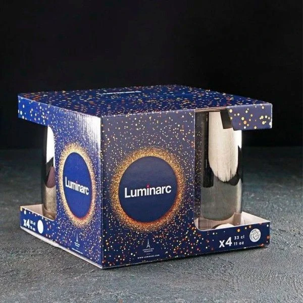 Стаканы набор 4шт 330мл стекло СИЯЮЩИЙ ГРАФИТ высокие (2/4)