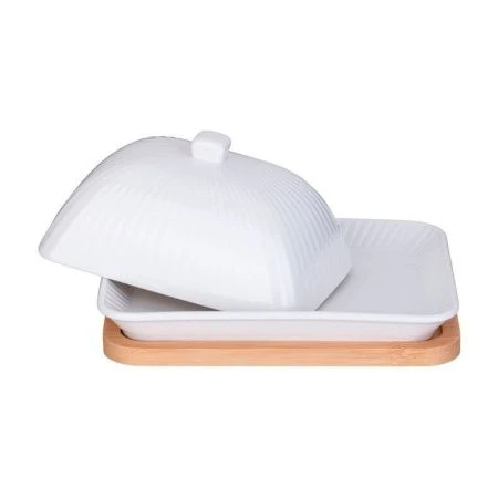 Масленка фарфор Native на дер.подставке (16)