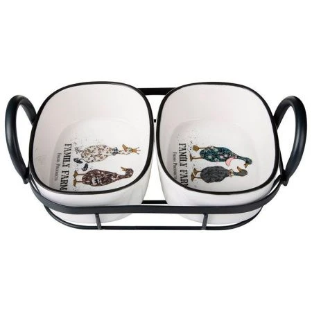 Набор форм для запекания 2шт 500мл 28,5*16*8,5см фарфор FAMILY FARM на мет. подставке (8)