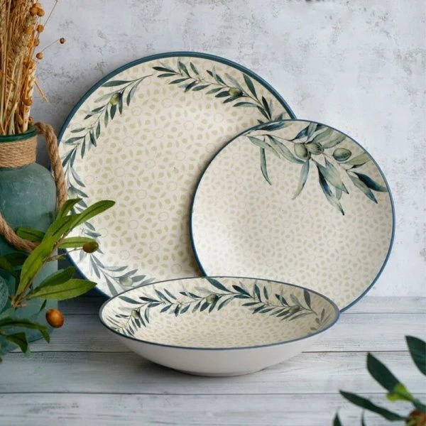 Тарелка мелкая 20см керамика OLIVE десертная DMD062 (12)