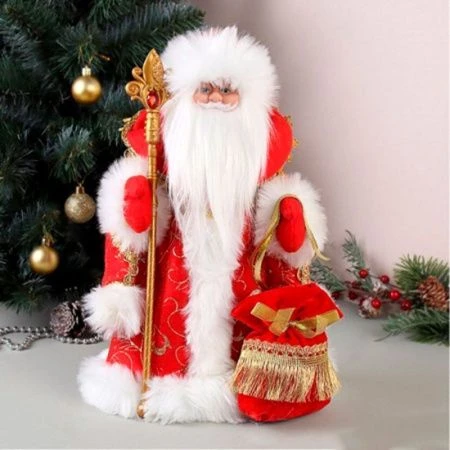 Фигурка новогодняя музыкальная Дед Мороз 40см текстиль/пластик 1315-16 (18)