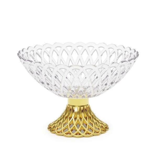 Конфетница 180*180*120мм пластик СВАДЕБНЫЙ ПЕРЕПОЛОХ белая на ножке (8)