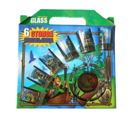 Набор подарочный 7пр (пепельница, 6 стопок) стекло (6)