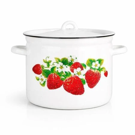 Кастрюля 9л эмаль КЛУБНИКА цилиндрическая (4)
