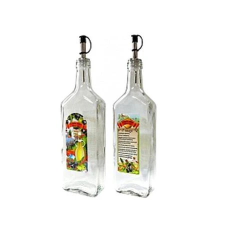 яяяБутылка для масла стекло 500мл с мет.дозатором Оливковое (10)