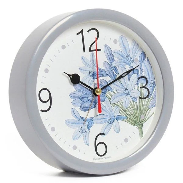 Будильник 15см кварц РУБИН Агапантус светло-серый (20)