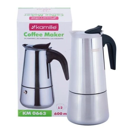 Кофеварка гейзерная 600мл (12 порций) из нержавеющей стали (0663)