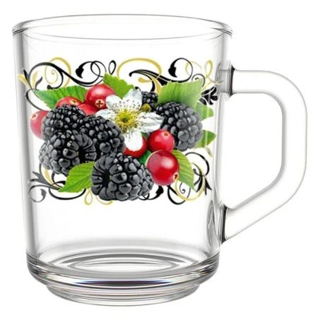 Кружка 220мл стекло ЛЕСНЫЕ ЯГОДЫ 2007-Д (12)