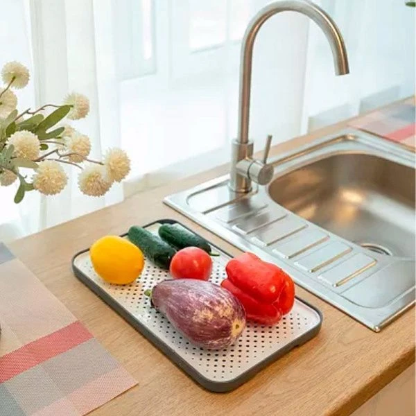 Поднос-сушилка пластик Smart серо-белый 37*20,8*2,2см (20)