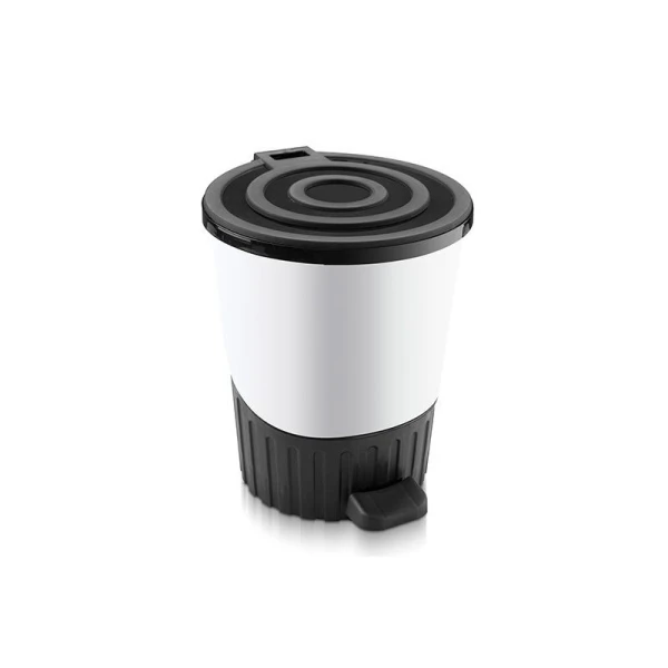 Контейнер для мусора 8л 230*275мм пластик ДУНЯ бело-черный с педалью (6)