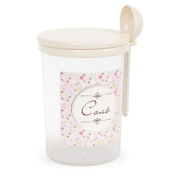 Банка для сыпучих продуктов 1л пластик Ассорти СОЛЬ с ложкой (10)