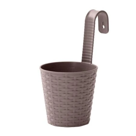 Кашпо настенное 135*200*250мм пластик Ведро Раттан серая (10)