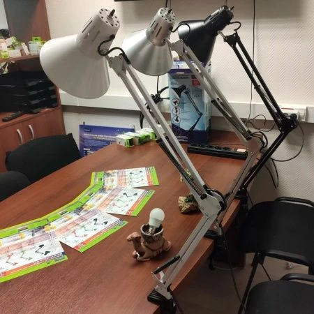 Лампа настольная металл GTL-042 на струбцине белая (16)