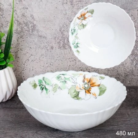 Тарелка глубокая 480мл 15,5см стеклокерамика ГРАФИЧЕСКИЕ ЦВЕТЫ суповая TW-60 (7364) (6/72)