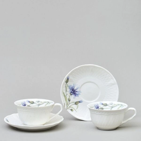 Чайный набор 4пр фарфор ВАСИЛЬКИ на 2 персоны 250мл (12)