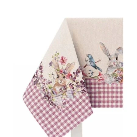 Скатерть 140*240см гобелен ПРИНЦЕССА лиловая клетка