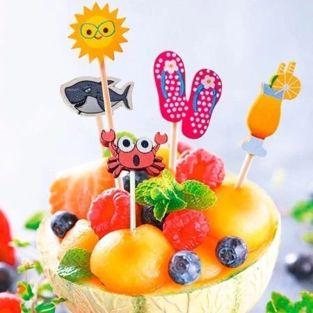 Шпажки для канапе бамбук 12см 50шт. Летнее ассорти в пакете PATERRA (25)