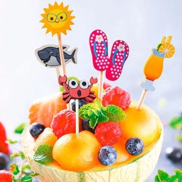 Шпажки для канапе бамбук 12см 50шт. Летнее ассорти в пакете PATERRA (25)