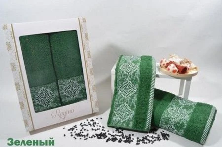 яяяНабор полотенец махровые REGINA (50*85/70*140) кухонные 2шт. (Зеленый)