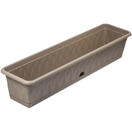 Балконный ящик 93см 925*228*174мм пластик СИЕНА с поддоном серый С175-03-СЕР (5)