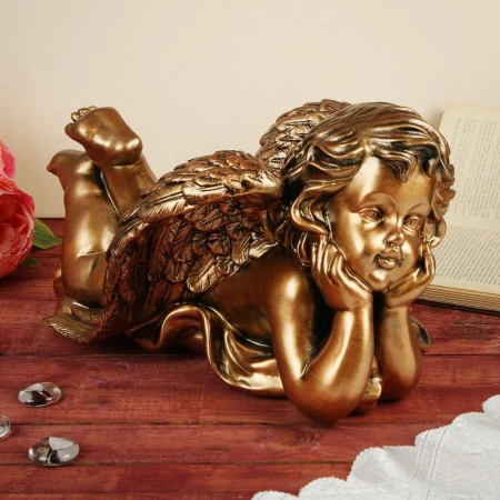 яяяСтатуэтка Ангел лежащий большой бронза