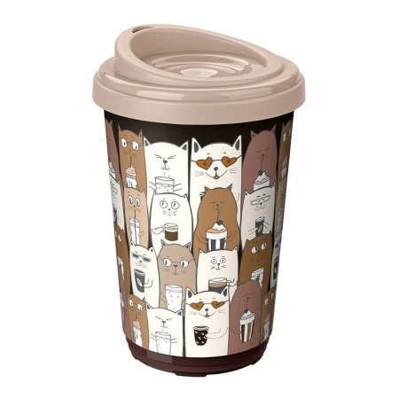 Термостакан 400мл пластик КОШКИ темно-бежевый (6)
