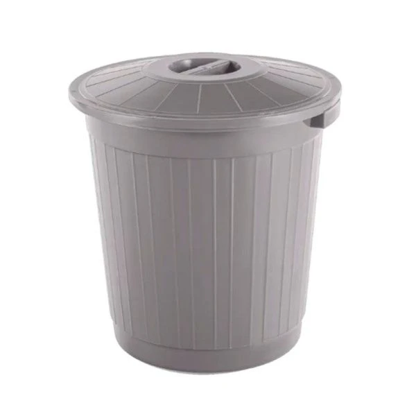 Бак 70л пластик с крышкой серый (5)