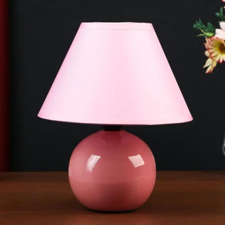 Лампа настольная с абажуром керамика Яблочко розовая 220V 25см