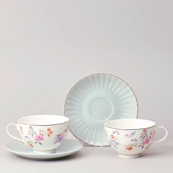 Чайный набор 4пр фарфор ВРЕМЕНА ГОДА на 2 персоны 250мл голубой (12)