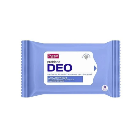 Влажные салфетки PREMIAL дезодорирующие 20шт (24) ВЫВОД