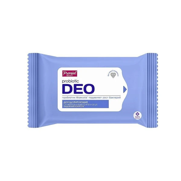 Влажные салфетки PREMIAL дезодорирующие 20шт (24) ВЫВОД
