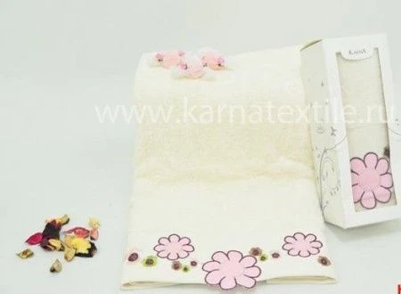 яяяПолотенце махровое 50*90см Karna FLORAL 1/1 (Кремовый)