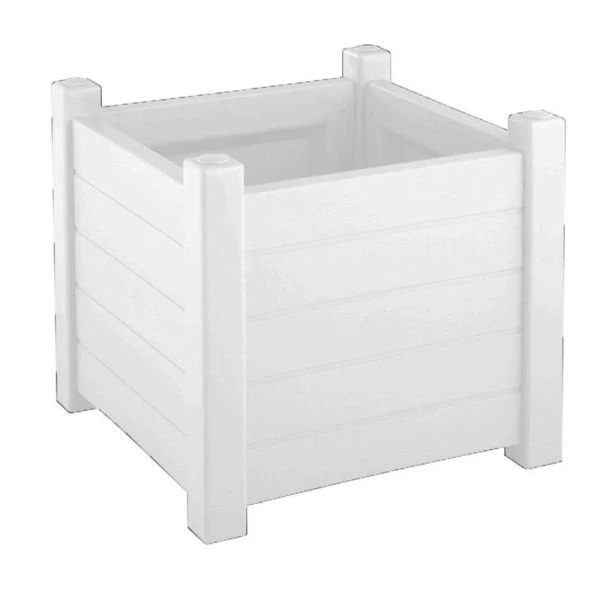 Кашпо 30л 422*422*355мм пластик ПРОВАНС квадратное белое (1)