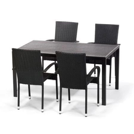Набор мебели иск.ротанг Парис (стол 120*80см, 4 стула) черный GS013/GS017 (1)