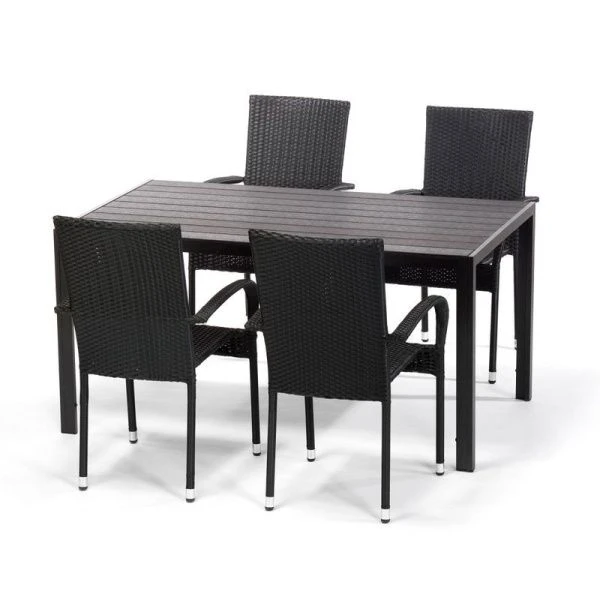 Набор мебели иск.ротанг Парис (стол 120*80см, 4 стула) черный GS013/GS017 (1)