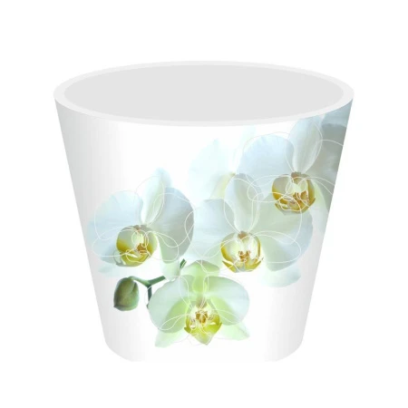 Горшок для цветов 1,6л 16см пластик London Orchid Deco белая орхидея (16)