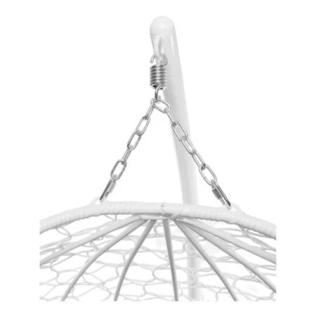 Кресло подвесное Для двоих 120*125*190см металл с ротангом белое бежевая подушка (max нагр. 160кг)