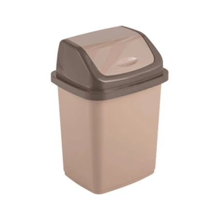 Контейнер для мусора 5л 19*15*21см пластик КОМФОРТ капучино с подвижной крышкой (27)