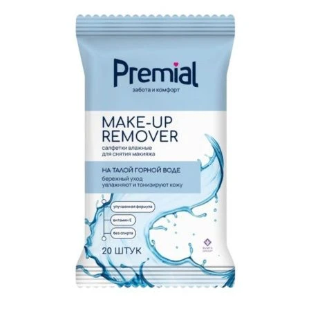 Влажные салфетки PREMIAL для снятия макияжа 20шт (24)