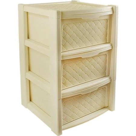 Комод 3-х секционный 39*39*62,5см пластик ВИОЛА бежевый (1)