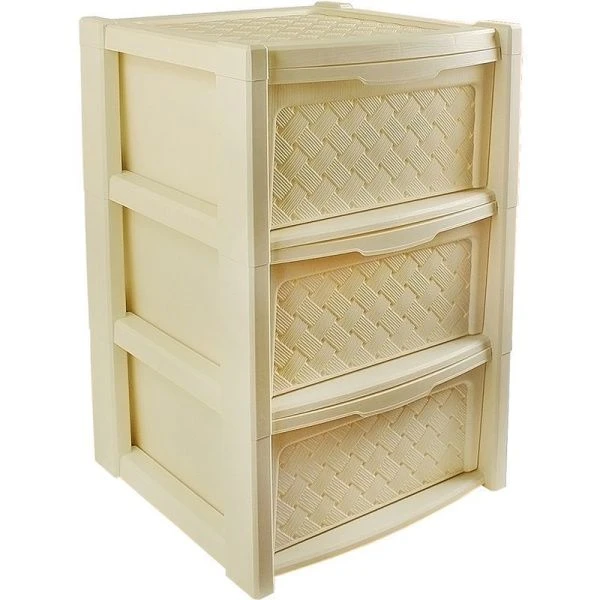 Комод 3-х секционный 39*39*62,5см пластик ВИОЛА бежевый (1)